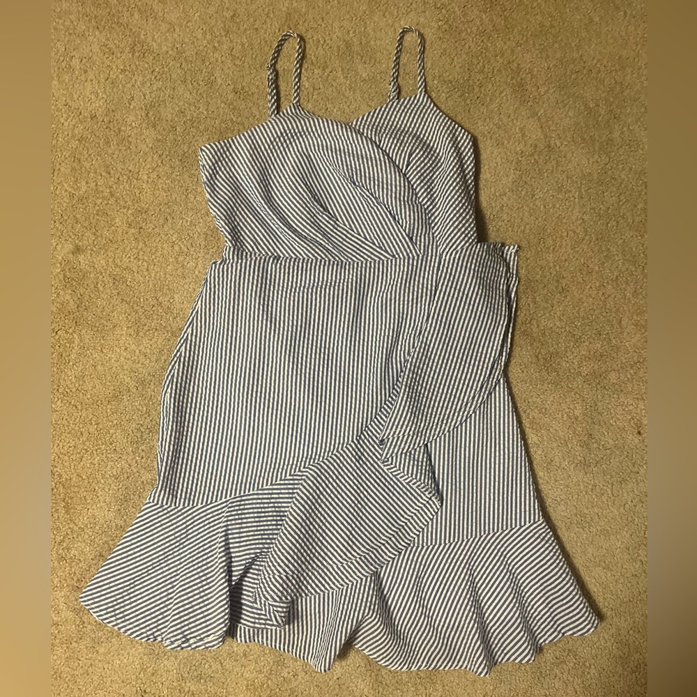 Blue and white striped rare editions dress